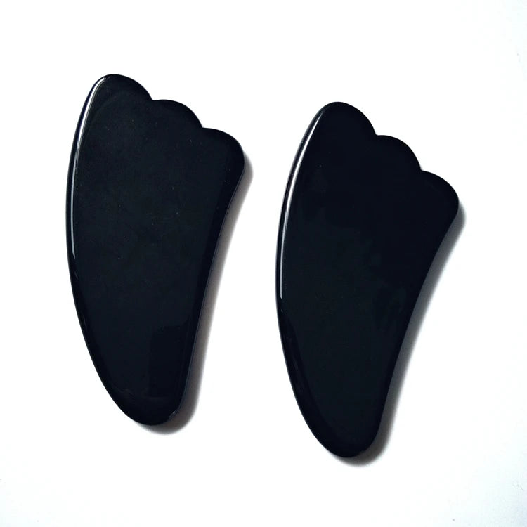 DIY Natural Body Black Obsidian Jade Stone Mushroom Gua Sha Jade Stone Massage Tool
