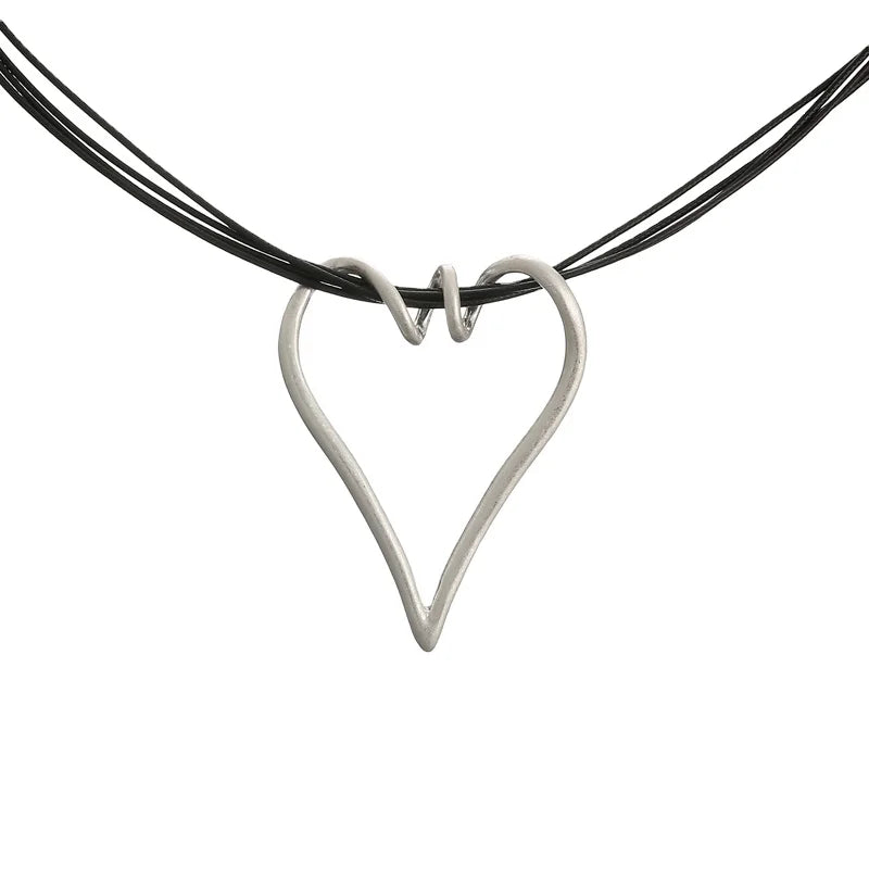 Fashion  Shiny Silver  Heart Alloy Pendant Love Chocker Necklace for Women