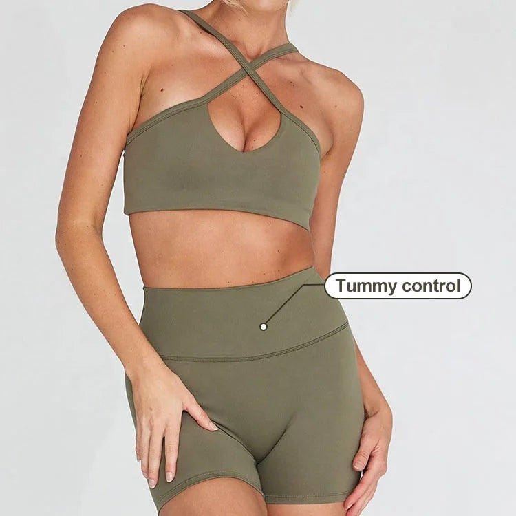 ECO Friendly Athletic Workout  Women Gym Shorts Suit Clothing Recyclable Workout Apparel Fitness Yoga Shorts