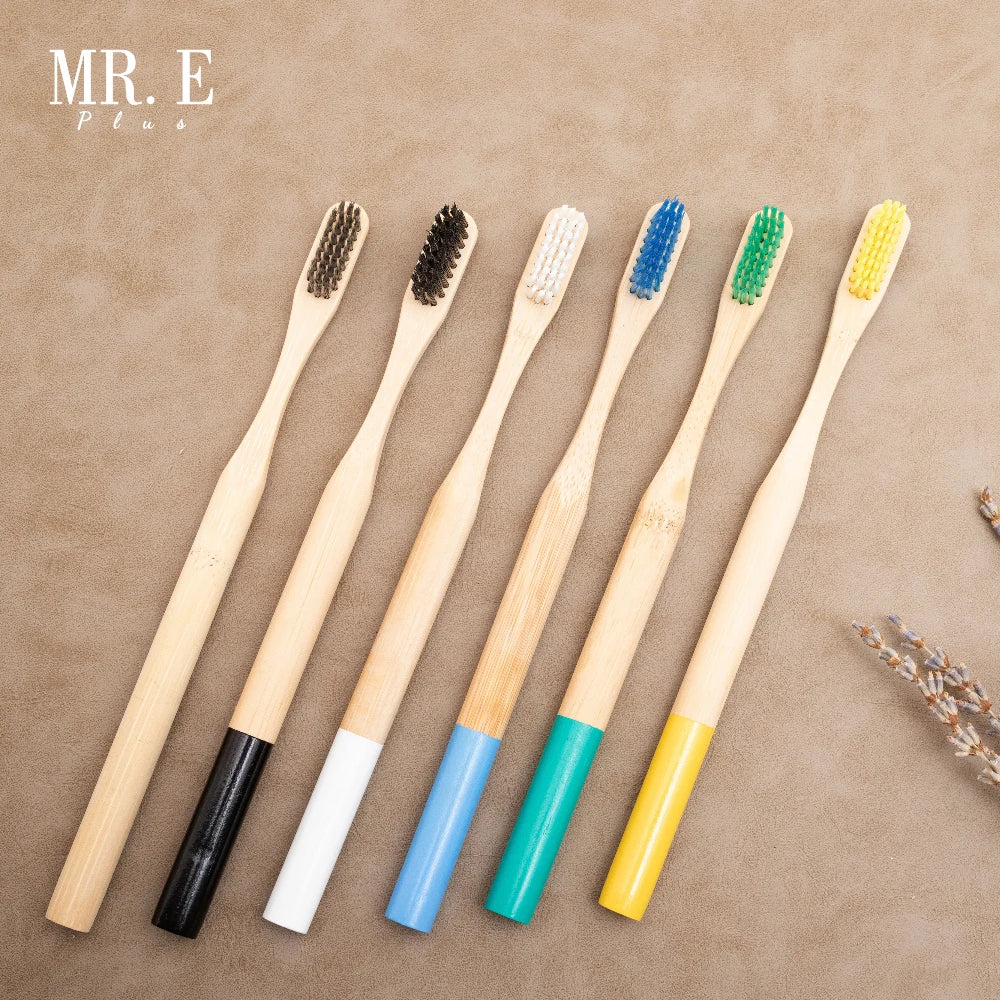 MR.E Biodegradable Wholesale Wooden for Charcoal Toothbrush with Soft/Medium Bristles Custom Logo for Home & Travel Use