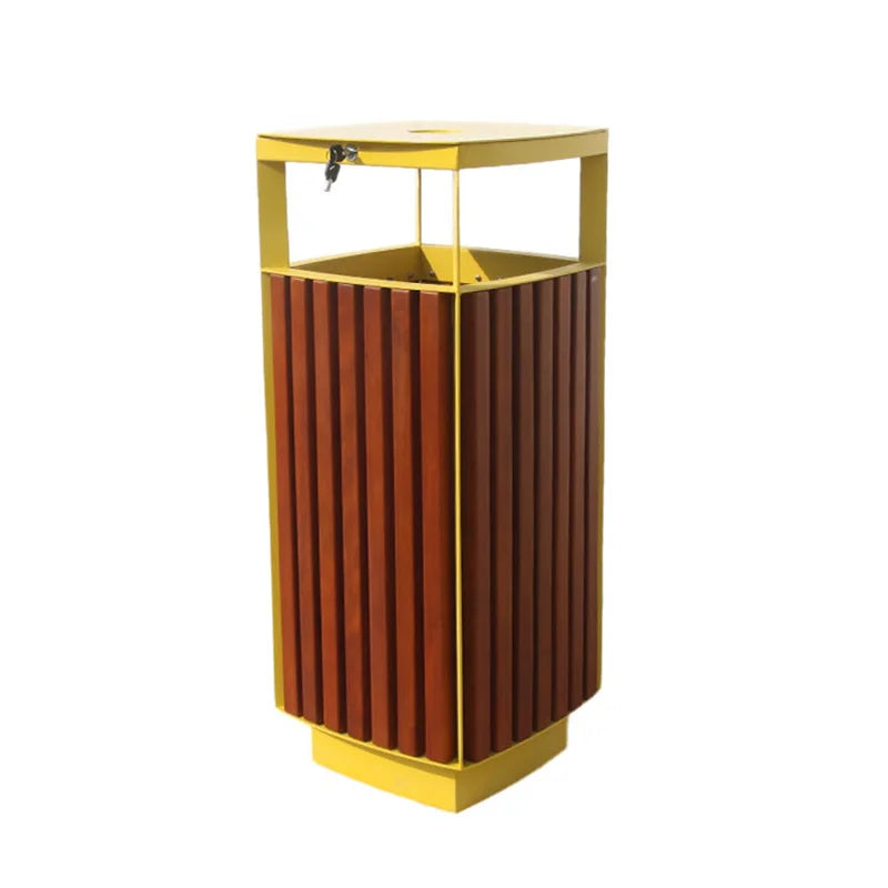 Outdoor Rectangular Plastic Wood Garbage Receptacle Trash Can Outside Street Park Recycle Waste Bin Public Commercial Dustbin