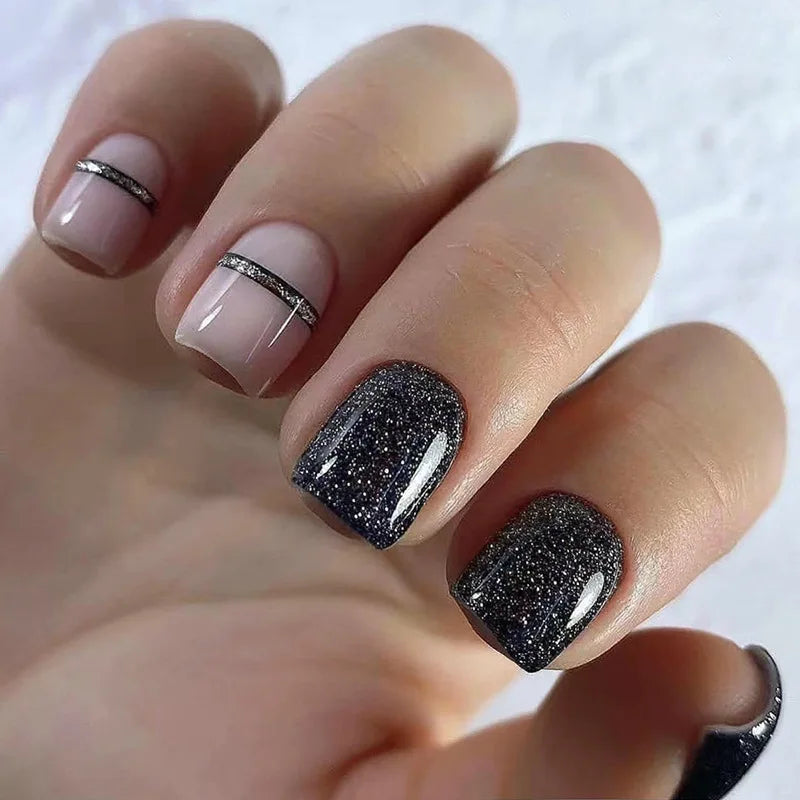 Supplier New Design Wholesale Square Black Nail Tips Press on Nails False Acrylic Art Nails