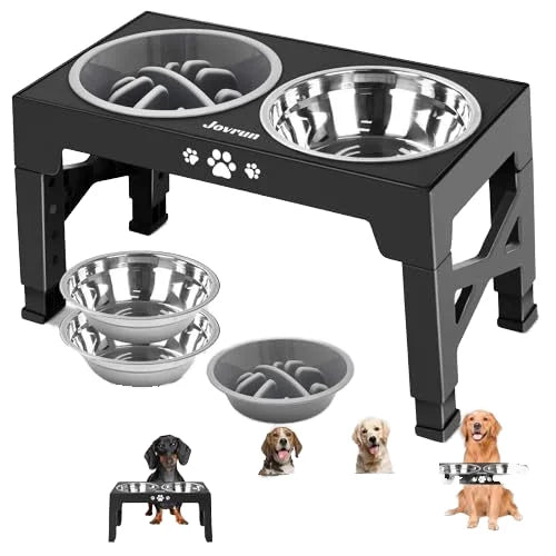 Adjustable Height Elevated Eco-Friendly Pet Feeder 2 1 Neck Friendly Bowl Stand Stainless Steel Plastic Slow Feeder for Cats MegaBDM