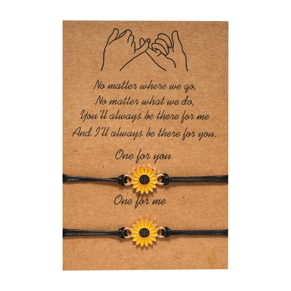 Handmade Promise Sunflower Bracelets Matching Friendship Bracelet Gift for Women Girls Couples Best Friends