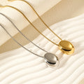 MC300 Wholesale Stainless Steel Necklace Gold Plated Droplet Solid Oval Pendant Sweater Chain Chunky Jewelry Women Necklace