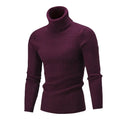 New Fashion Men Solid Color Slim Style Cable Knit Turtleneck Sweater Men's Casual Sweater