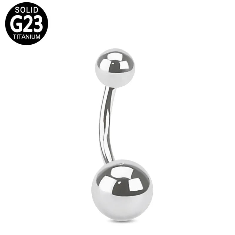 ASTM F136 Titanium Wholesale Simple Navel 2 Balls Externally Treaded Belly Button Body Piercing Jewelry