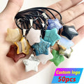 rainbow Moonstone Natural Quartz Stone Jewellery Healing Crystal Star Shape Gemstone Pentagram Astrology Pendant Necklace Bulk