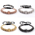 Luxury Cubic Zircon Pave Beaded King Crown Bracelets Fashion Charm Jewelry Man Gold Silver Black Rose Gold Party Wedding Gift