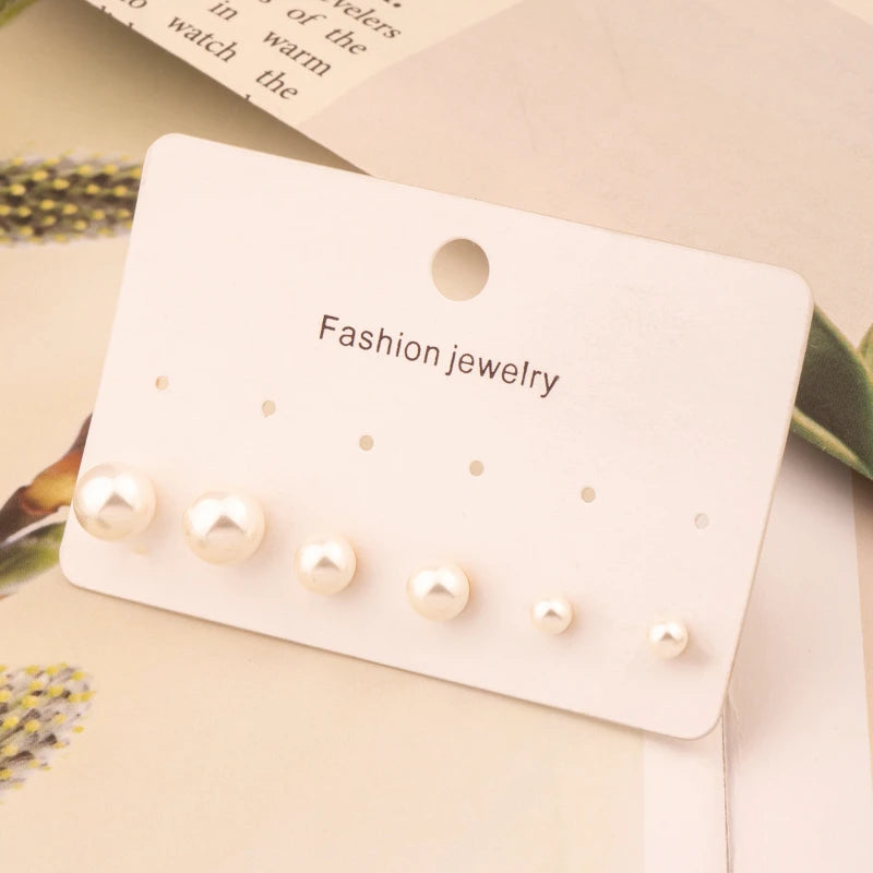 G3906 Wholesale Stainless Steel Earrings with Pearls PVD Gold Plated Minimalist Round White Pearl Stud Earrings Sets