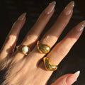 NEW VINTAGE EXQUISITE POLISHED PEARL TEARDROP RING Dazan 2025 New INS 18k PVD Gold Plated Stainless Steel Valentine Day Gift Set