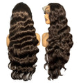 African 13*4 Front Lace Mesh Wig Headpiece Long Black Bangs Wavy Matte High-Temp Silk Wig with Transparent Lace Body Wave Style