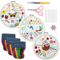 3pcs Embroidery Round Cross Stitch Kit Sewing Craft Kit DIY Embroidery Set for Beginners
