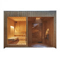 Assembled Intelligent Control System Eco-Friendly Red Ceder 6000W Custom Made Outdoor Cube Sauna Room for the Backyard of Villa