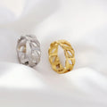 EManco New Arrivals Durable Jewelry 14K Gold Vacuum Plated Cuban Chain Link Woven Stainless Steel Ring  for Women