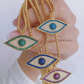 Trendy Personalized Full Diamond Charm Focal Pendant2022 Lucky Evil Eye Inlaid Colourful Zircon Jewelry Necklace Wholesale