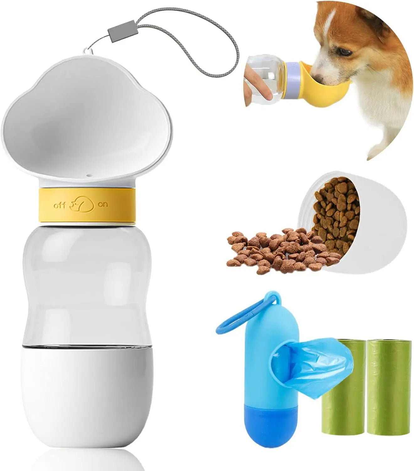 2 In 1 Pet Feeder Dispenser Outdoor Travel Portable Dog Cat Drinking Bowl Leak Proof Puppy Water Bottle