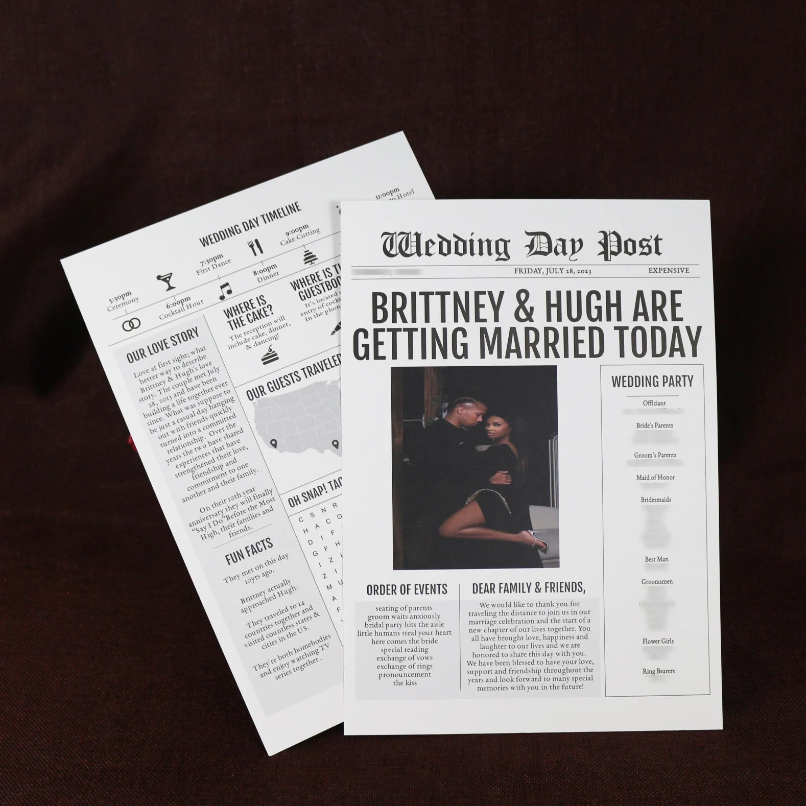 Vintage Personalised Newspaper Style Photo Birthday Invitation Newspaper Graduation Announcement Invitation Card
