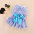 Fashion Bow Puppy Blue Plaid Wedding Dog Dress Striped Mesh Pet Princess Luxury Pet Clothes Dog Dress for Large