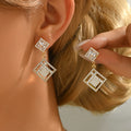 Luxury Simple Long Geometric Stud Tassel Earrings for Women Trendy Zircon Stone Plating Best Fashionable Dangle Design Gift