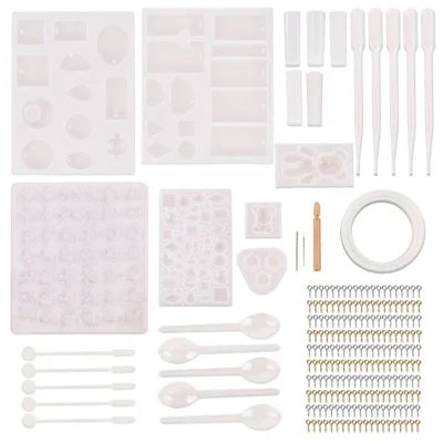 Hot Sale 229pcs DIY Crystal Epoxy Resin Mold Pendant Jewelry Accessories Set With Gold and Silver Drill Bits