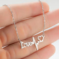 Fashion Non Tarnish 18K Gold Silver Plated Stainless Steel Women ECG Love Heart Beat Heartbeat Pendant Necklace Jewelry