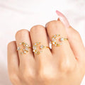 Adjustable Ring Gold Plated Rings Jewelry Women Star Moon Zircon Luxury Wedding Engagement Girlfriend Valentine's Day Gift
