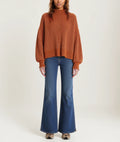 High Popularity Women's Comfortable Soft Ribbed Knitwear High Collar Lantern Sleeve Long Length Sweater Shrugs