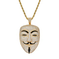 CN105 Large Size Gold Plated CZ Mask Pendants Hip Hop Necklace Brass CZ for Men Iced Jewelry Party Gift