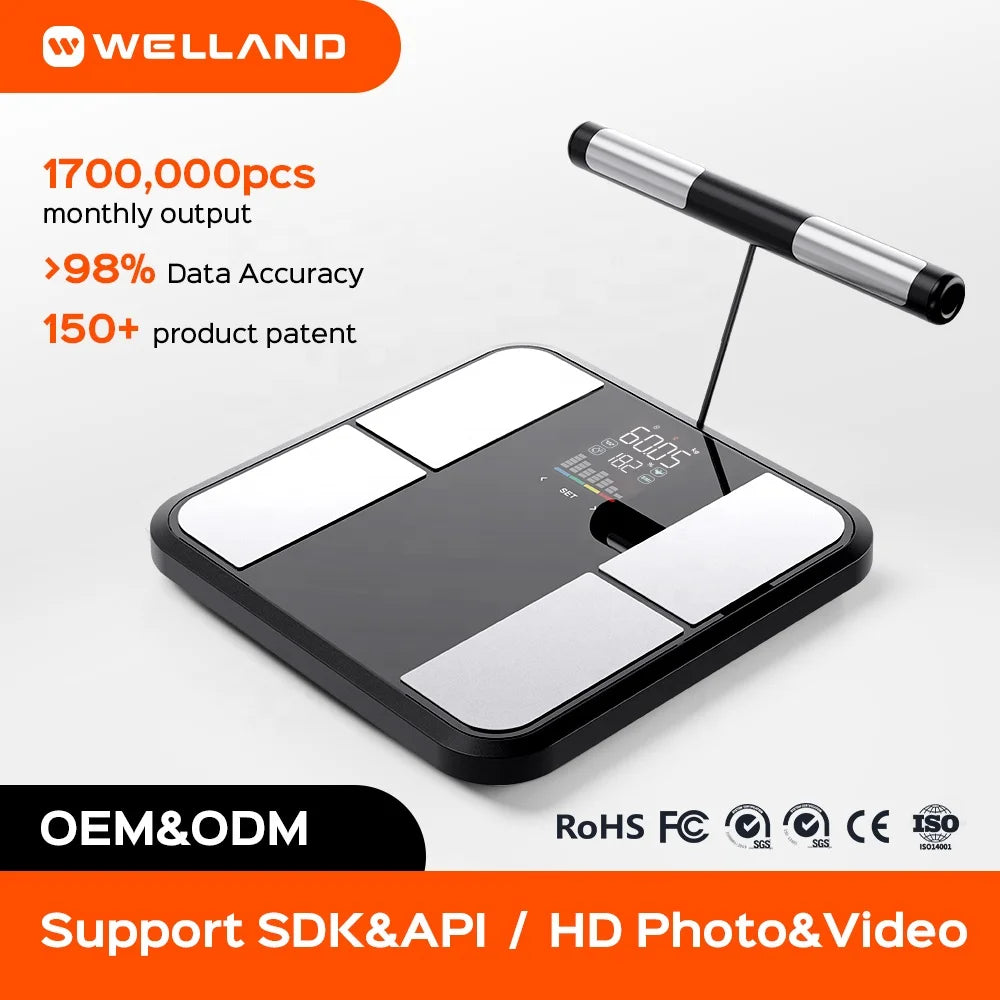 Eight-point Full Body Composition Fat Balance Sensor for Digital Smart Bathroom Scale with BMI and for Factory Custom