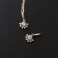 White Zircon Minimalist Ladies Sterling Silver Sun Pendant Charm Necklace