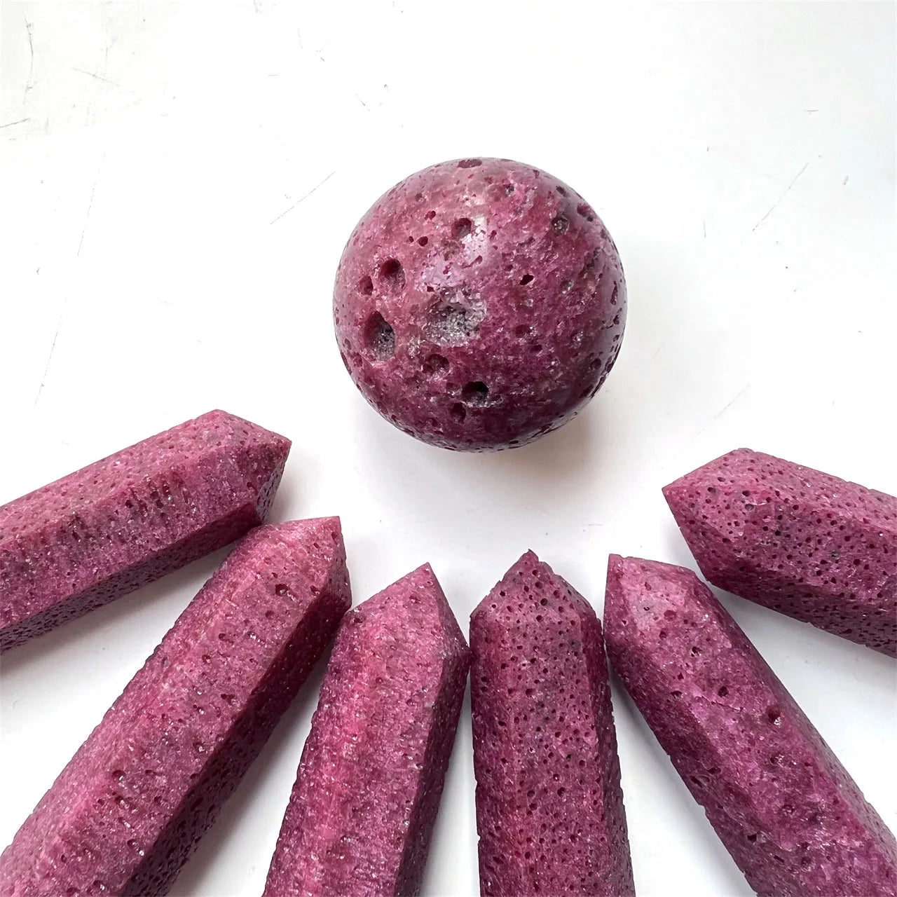 Wholesale Natural Quartz Crystal  Craft Rock Stone Red Honey Comb Ruby Jewel Point Tower Wand