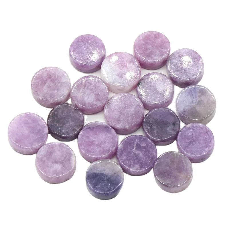 HZ Wholesale Natural Lepidolite Button Slice Disc Healing Crystal Stone Round Shape for Healing