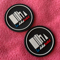 Private logo Circle Shape Brand PVC Rubber Labelwashable Sewing on Rubber Clothing Label