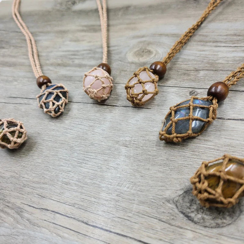 Collana Hot Selling  Necklace Cord Empty Stone Holder Pendant Replacement Hand-Woven Necklace Cord