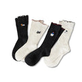 Hot Selling Luxury Breathable Women's Embroidery Crew Socks Cute Cartoon Animal Puppy Design Hot Spring Dots Knitted Pile Socks