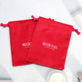 Custom Gold Logo Printed Tassels Small Velvet Bag for Necklace Red Soft Luxury Velvet Jewelry Pouch