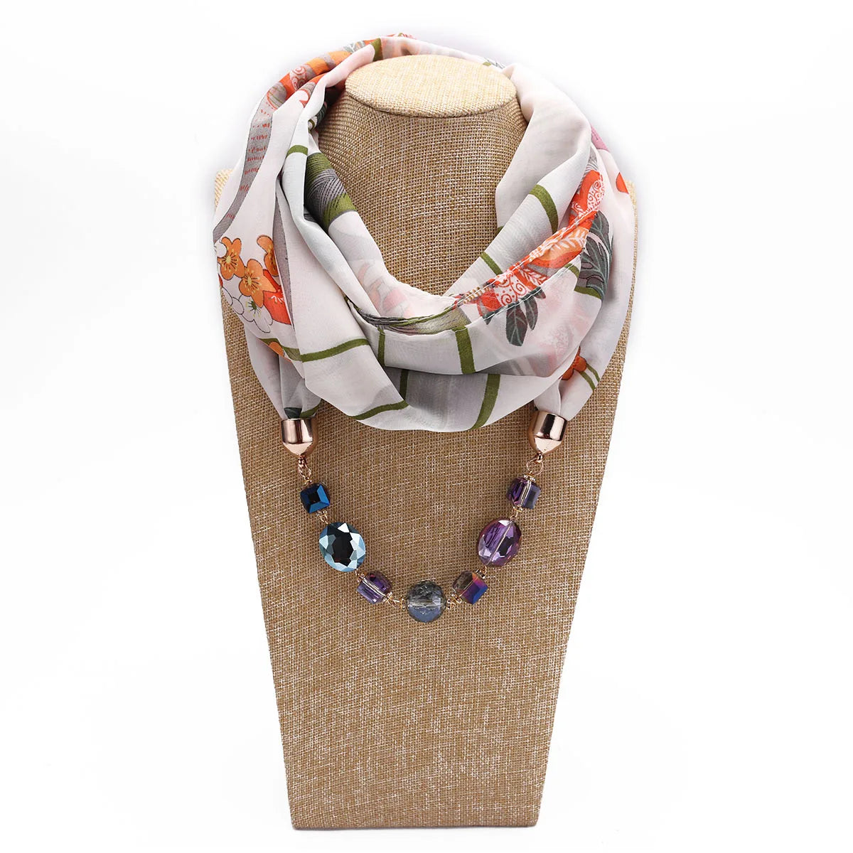 Chiffon Satin Floral Women's Fashion Necklace Scarf
