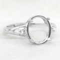 Sterling Silver 10*12mm Semi Mount Ring Empty Frame Blank Support Setting S925 Base Holder Without Center Stone for DIY Inlay
