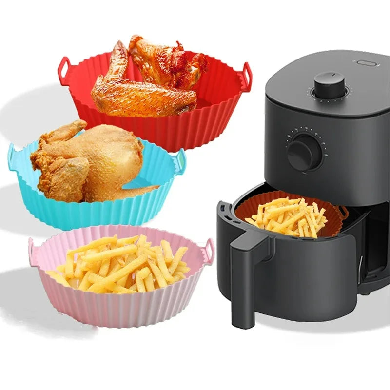 BPA Free Food Grade Reusable Microwave Accessories Silicone  Non Stick Silicone Air Fryer Pots Basket Liners