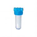 10 Inch Transparent Standard Water Filter Housing Presser Relief Button 3/4 Inch Inlet/Outlet Brass Port pp Sediment Cartridge