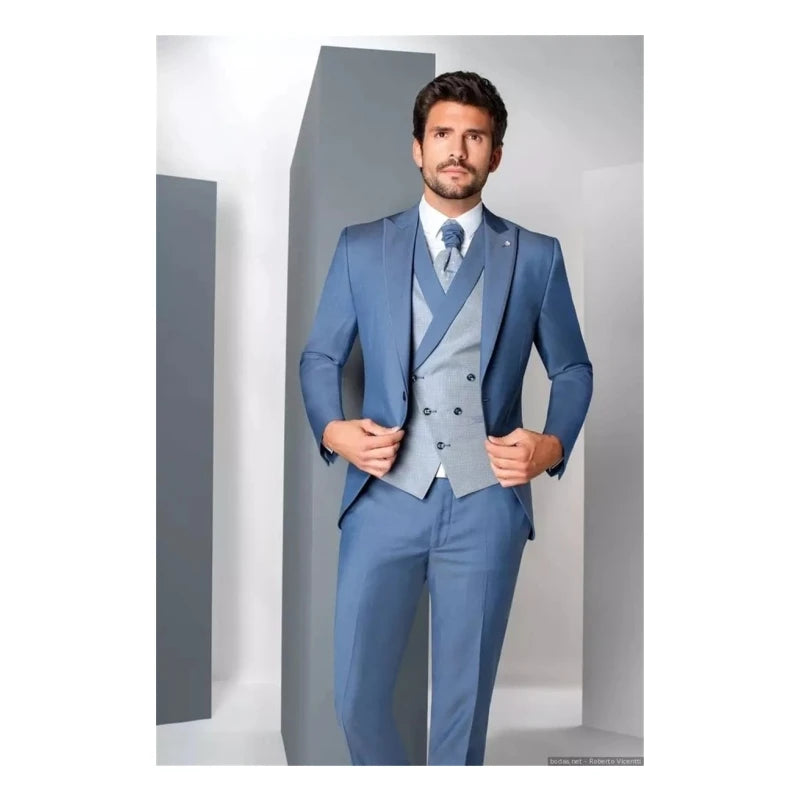 Newest Men Suits 3 Pieces for Wedding Prom Tuxedo Best Man Custom Made Handsome Formal Blazer Business Coat+Pant+Vest
