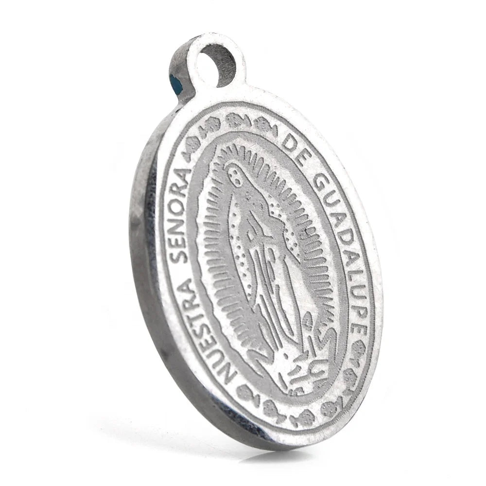 Religious Style Stainless Steel 20x12mm Our Lady of Guadalupe Catholic Medal Pendant