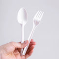 Heavy Duty Disposable Spoon Fork Cutlery Biodegradable Disposable Cornstarch Cutlery Set Knife Fork Spoon Cutlery in Cornstarch