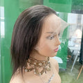 DX001 Stock Human Hair Wigs Glueless Transparent Full Lace Short 8 Inch Raw Brazilian Hair Pre Plucket Wig for Boho Braiding  1B