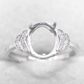 Sterling Silver 8*10mm Semi Mount Ring Empty Frame Blank Support Setting S925 Base Holder Without Center Stone for DIY Inlay