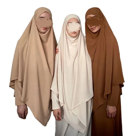 3 Cheap Khimar Muslim Scarf Women Hijab Islam Borka Khimar Chador Niqab Burqa Overhead Tie Back Instant Hijab Jilbab Nida Khimar