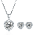 SGARIT White Gold Plated 925 Sterling Silver Moissanite Necklace Earring Jewelry Wedding Engagement Jewellery Set for Women