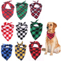 Wholesale Pet Cotton Plaid Triangle Medium Dog Multifunctional Bandanas Fall Winter Thick Comfortable Neck Scarfs