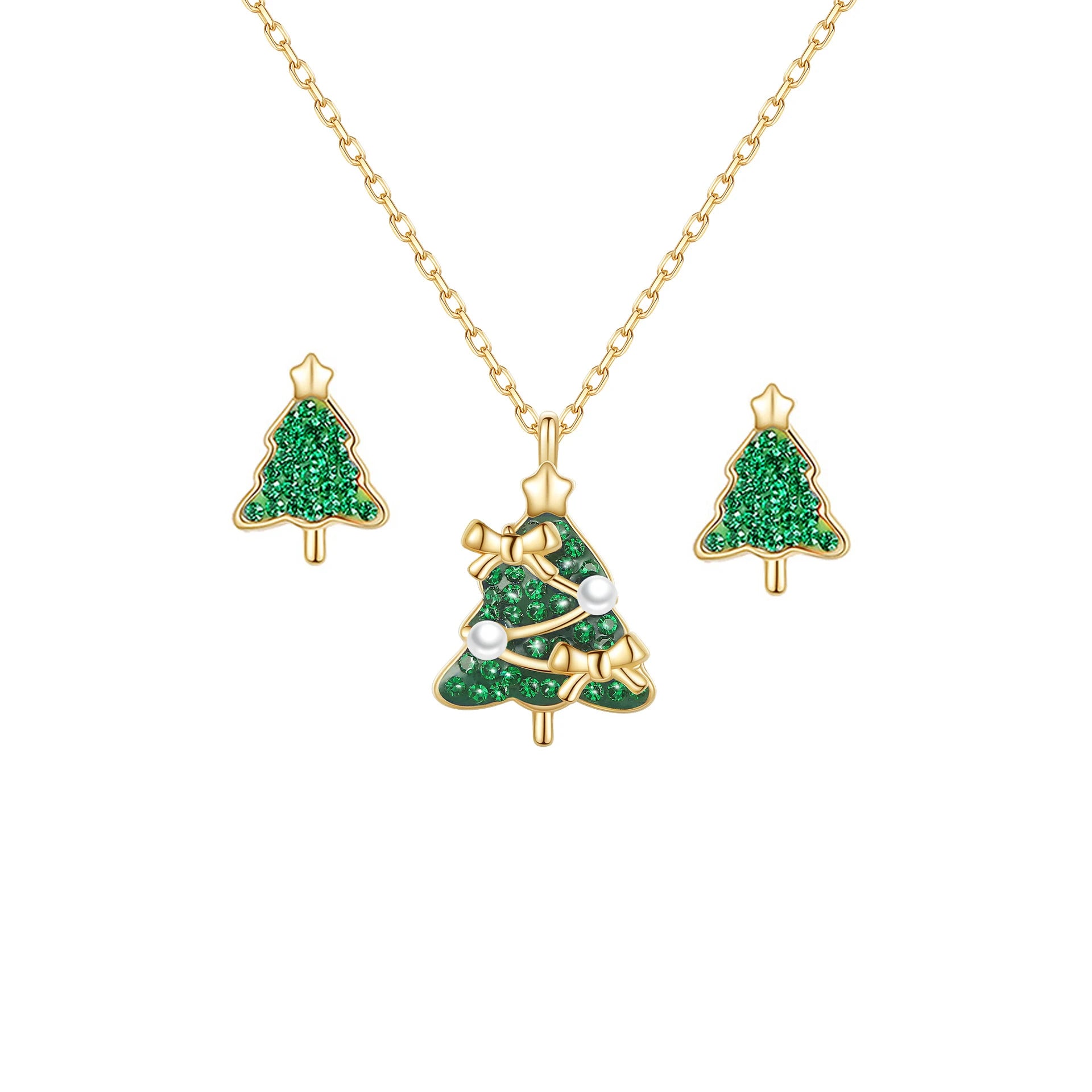 925 Silver Geometric Trendy Necklace and Earrings Set Classic Gold Plated Fine Pendant Necklaces Engagement Party Holiday Gifts